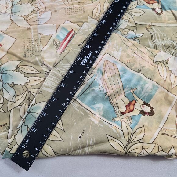 Campia Moda Shirt Men's M Tan Floral Surfs Up Hawaiian Button Down Short Sleeve - Picture 12 of 16